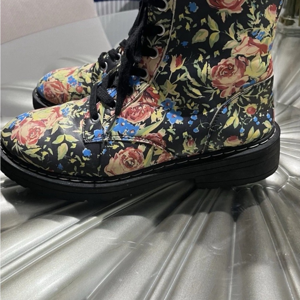Floral Combat Boots for Women - Picture 2 of 11